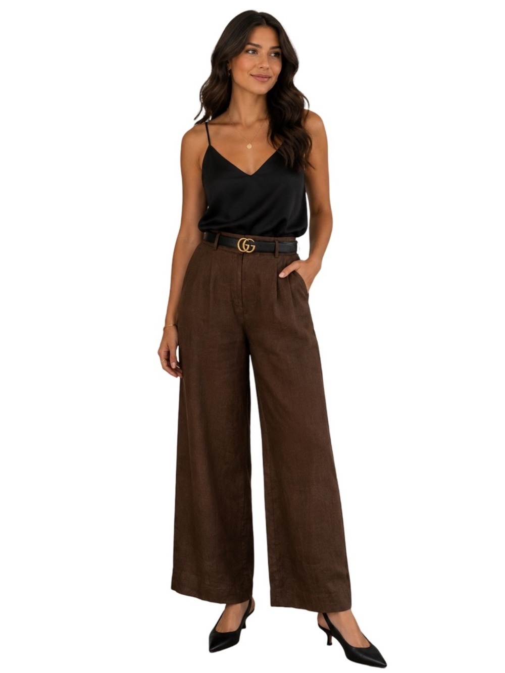 J. Crew Essential Wide Leg Pant Size 2 Brown 100% Linen High Waist Quiet Luxury